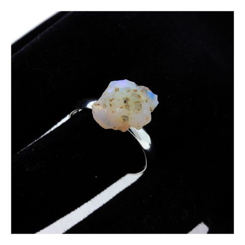 Bague Opale Brut Plaqué Argent. 10.47 Ct. Taille Réglable.