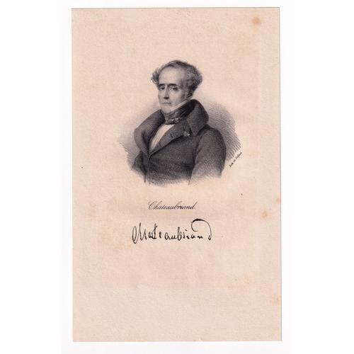 Gravure 1833 Portrait François-René De Chateaubriand Ecrivain Français Littérature Bretagne