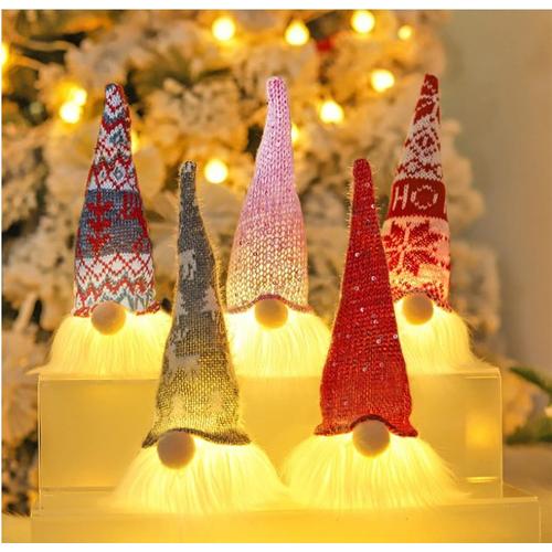 5 Pcs Lutin De Noel Decoration,Gnome De Noel Lumineux, Elfe En Peluche A Suspendre, Décorations Kit, Arbre De Noël Cheminée Décor