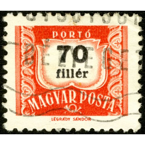 Timbre Oblitéré Magyar Posta, Porto, 70 Filler