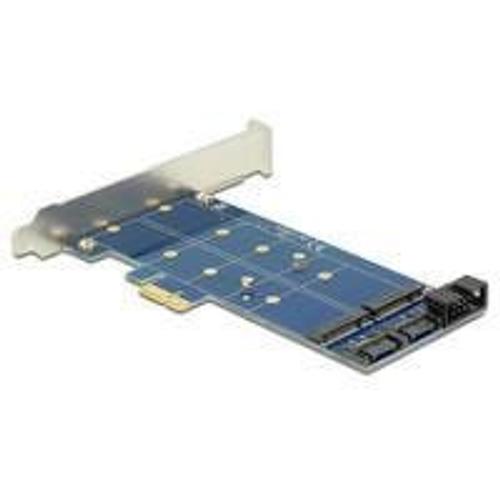 Delock PCI Express Card > 2 x internal M.2 NGFF - Contrôleur de stockage - USB 2.0 / M.2 Card / SATA 6Gb/s - profil bas - PCIe x1