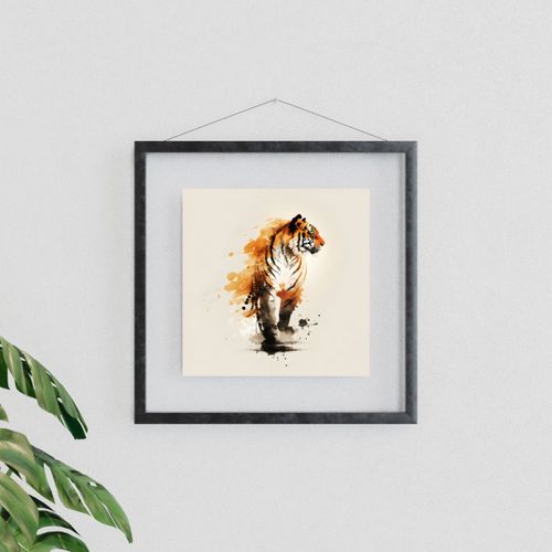 Affiche d’art mural Tigre Tirage d’art aquarelle Tigre japonais Minimaliste