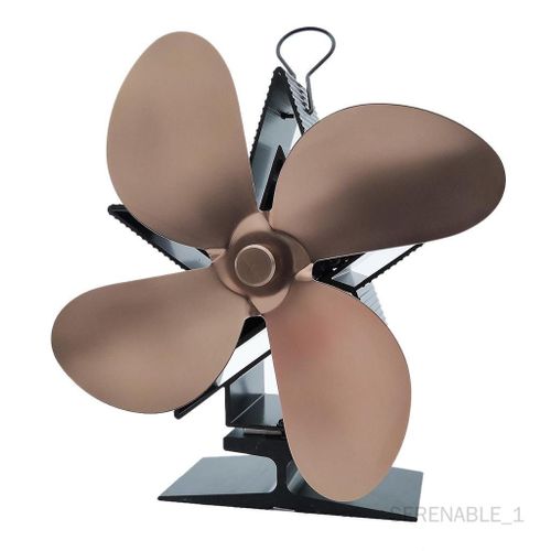 Ventilateur de Poêle à Chaleur Silencieux à 4 Pales pour Cheminée à Bois Bronze