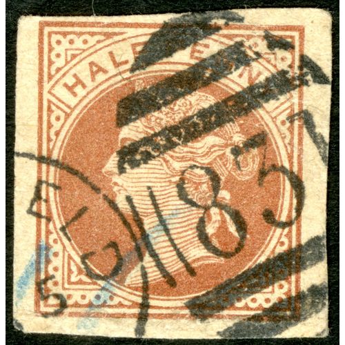 Timbre Oblitéré Sur Fragment Angleterre, Half Penny