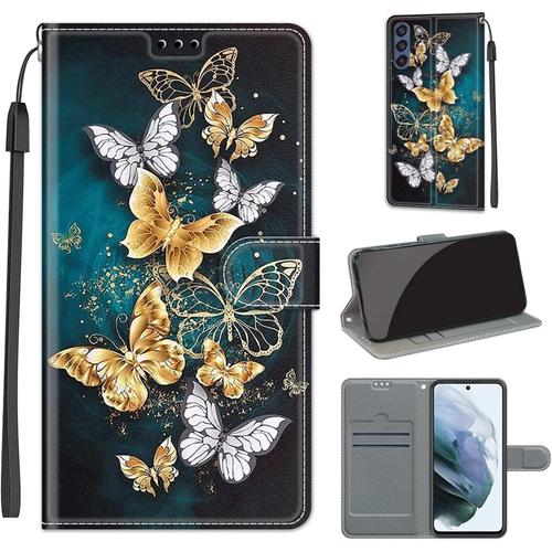 Vergist Coque Pour Samsung Galaxy S21 Fe, Antichoc Pu Premium Etui Avec [Fentes Pour Cartes] [Fermoir Magnétique] Etui Pour Samsung Galaxy S21 Fe