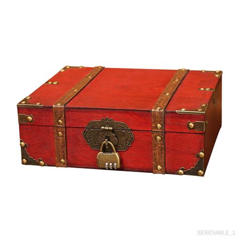 Au , Coffre Au De 7, Avec Bibelots De Pirate, Décorative En Bois Vintage Pour Bijoux, Cartes De , -Cadeau, 2301rouge