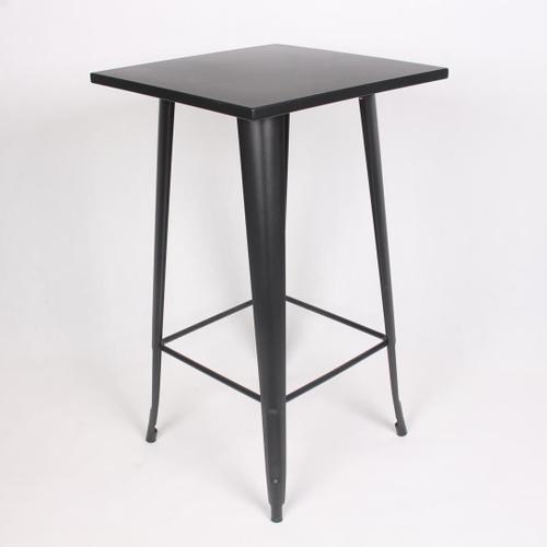 Table Noire Haute Carrée 60x60cm - Mange Debout Style Industriel En Métal Noir Mat