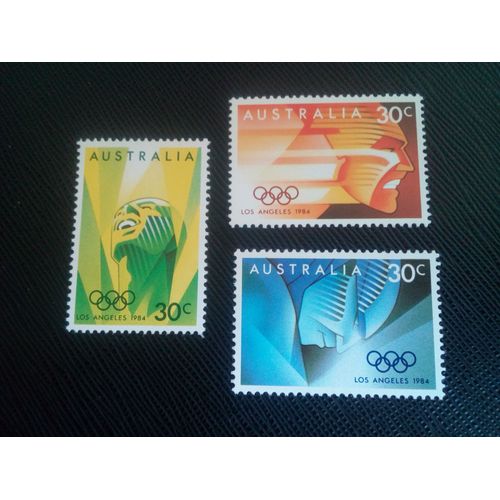 Timbre Australie Y T 871 A 873 Série : Jeux Olympiques 1984 ( 100107 )