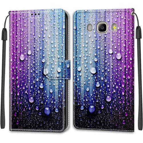 Feyten Coque Pour Samsung Galaxy J5 2016 /J510, Etui Samsung J5 2016 /J510, Housse De Galaxy J5 2016 /J510 En Cuir Pu,Étui Housse En Cuir De Protection Avec [Magnétique] Portefeuille Case(Bleu Violet)