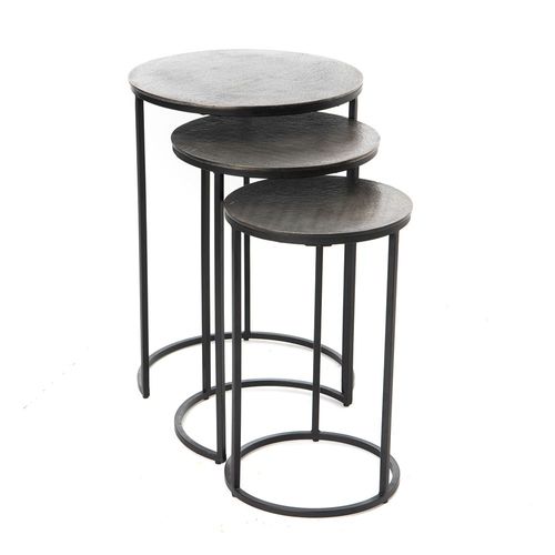 Set De 3 Bout De Canapé Rond Silv En Fonte D'aluminium
