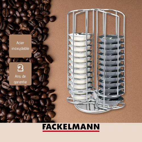 Fackelmann 42163 Porte capsule tassimo, porte dosette tassimo, porte capsule à café rotatif, Acier chromé, 28,5 x 17,5 cm