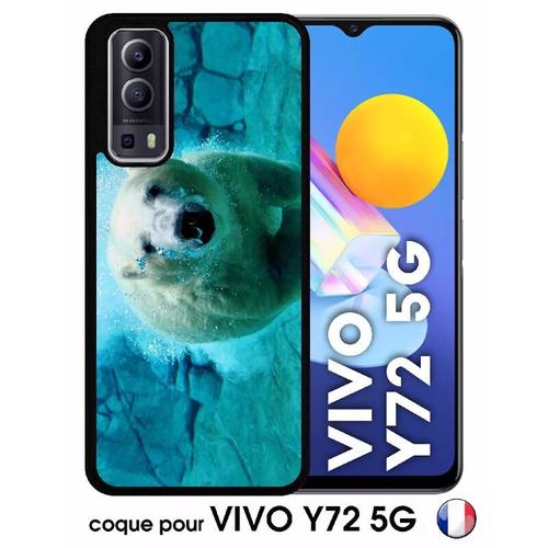 Coque Pour Vivo Y72 5g - Gros Ours Blanc Plongee - Silicone - Noir