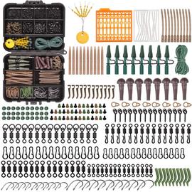 Matériel de pêche à la carpe,ensemble d'accessoires avec manchon  Anti-emmêlement,pinces à plomb,connecteur pivotant mat,292 pièces