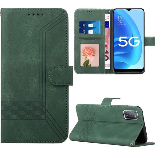 Tveinan Coque Pour Oppo A16 / A16s / A54s / A55 5g / A53s 5g / A54 4g Etui, Case Antichoc Housse En Cuir À Rabat Pochette De Portefeuille, [Emplacements Cartes],[Magnétique] Pour Oppo A55 5g - Vert