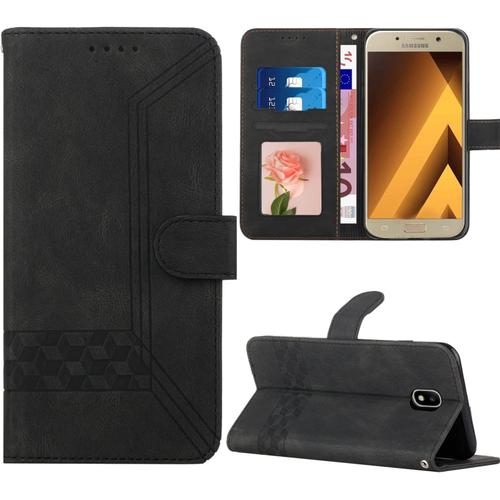 Tveinan Coque Pour Samsung Galaxy J5 2017 J530 Etui, Case Antichoc Housse En Cuir À Rabat Pochette De Portefeuille, [Emplacements Cartes][Fonction Support][Magnétique] Pour Samsung J530 / J5 - Noir