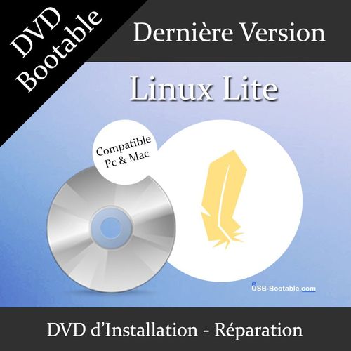 DVD Bootable Linux Lite + Guide PDF d'utilisation - Installation/Réparation/Mise à niveau - Compatible PC et Mac - Dernière version officielle