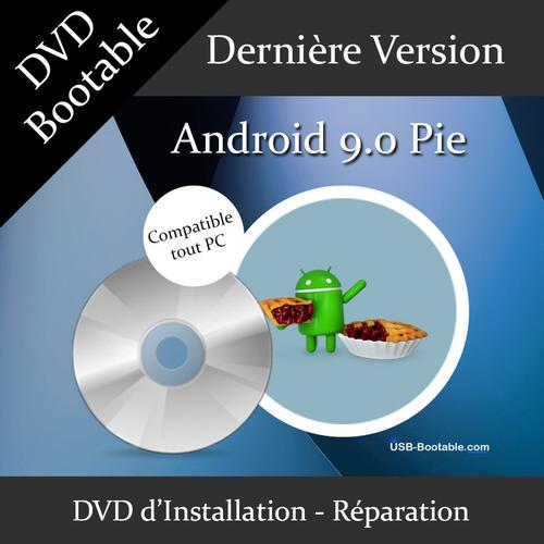 DVD Bootable Android 9.0 Pie + Guide PDF d'utilisation - Installation/Réparation/Mise à niveau - Compatible PC - Dernière version officielle