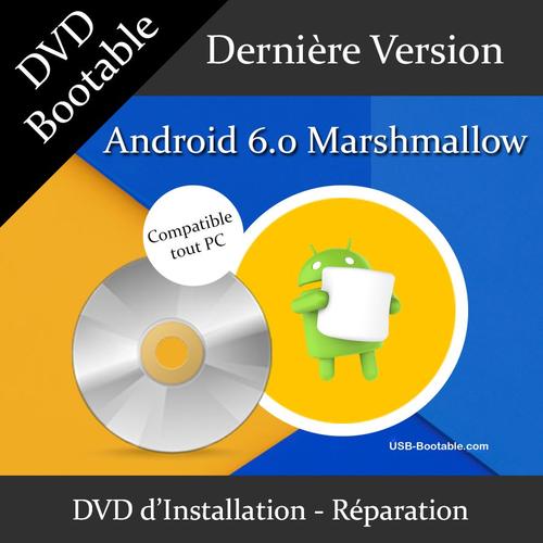 DVD Bootable Android 6.0 Marshmallow + Guide PDF d'utilisation - Installation/Réparation/Mise à niveau - Compatible PC - Dernière version officielle