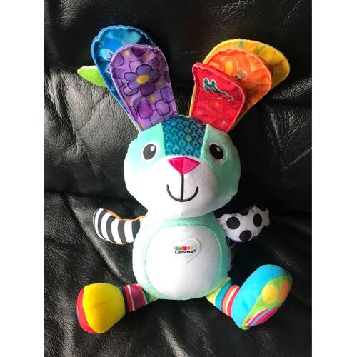 Doudou Peluche Lapin Lamaze Multicolore Vert Rayé Blanc Et Noir 30cm