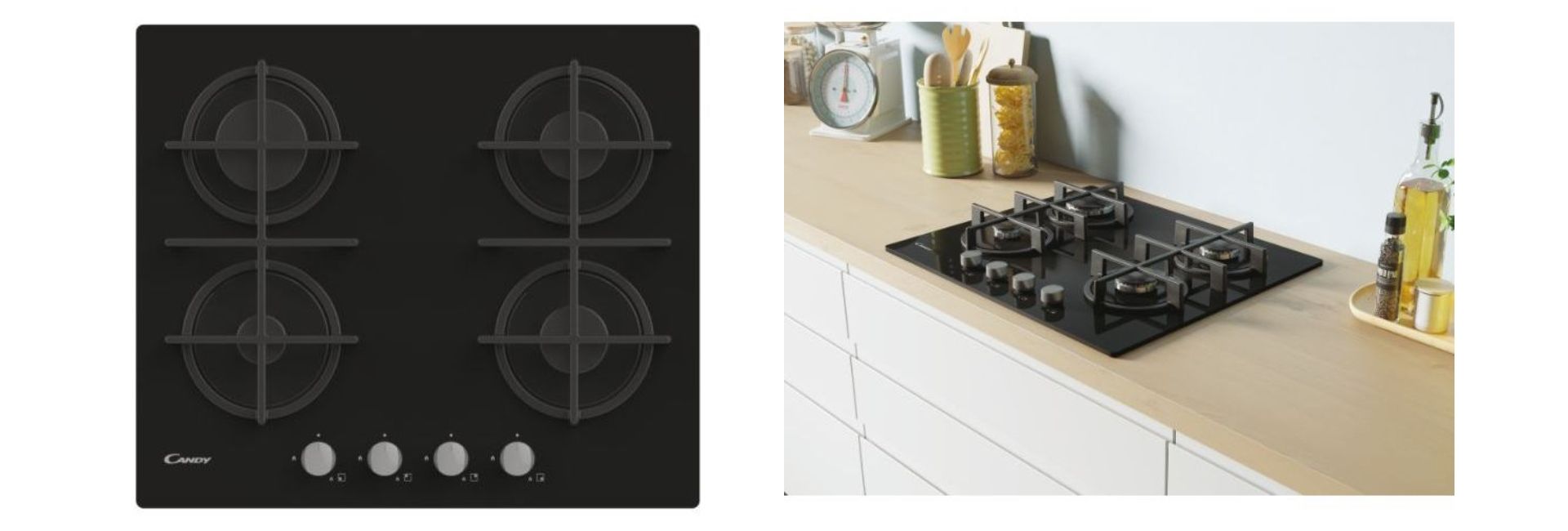 Table de cuisson Gaz sur Verre Candy CVG6B image 1 | Rakuten