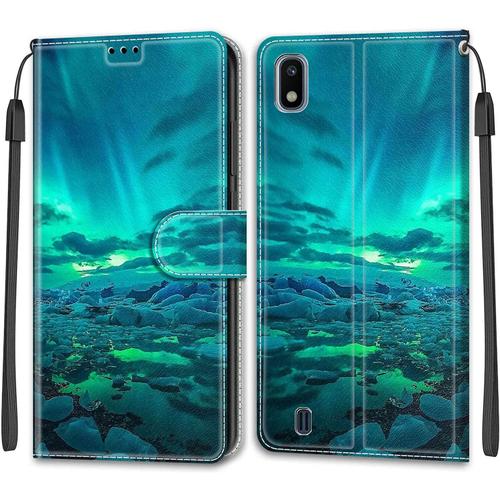 Tveinan Etui Coque Pour Samsung Galaxy A10 2019, Case Antichoc Housse En Cuir À Rabat Pu Portefeuille, Emplacements Pour Cartes, Fonction Support, Magnétique, Motif Joli Pour Samsung A10 2019 - Vert