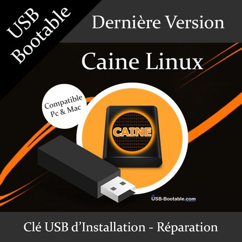 Clé USB Bootable Caine linux + Guide PDF d'utilisation - Installation/Réparation/Mise à niveau - Compatible PC et Mac - Dernière version officielle - USB 2.0 / 3.0