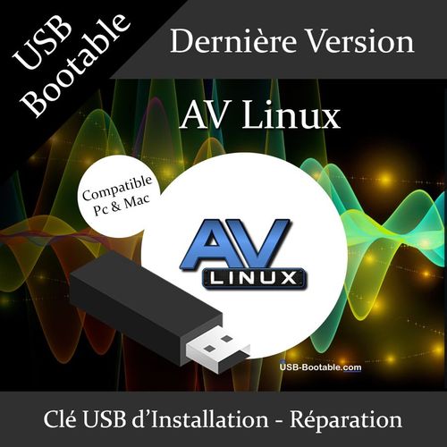 Clé USB Bootable AV Linux + Guide PDF d'utilisation - Installation/Réparation/Mise à niveau - Compatible PC et Mac - Dernière version officielle - USB 2.0 / 3.0