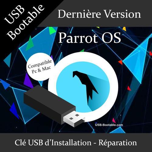 Clé USB Bootable Parrot OS + Guide PDF d'utilisation - Installation/Réparation/Mise à niveau - Compatible PC et Mac - Dernière version officielle - USB 2.0 / 3.0