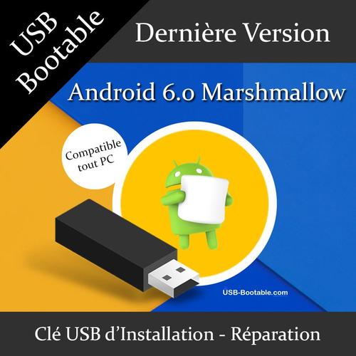 Clé USB Bootable Android 6.0 Marshmallow + Guide PDF d'utilisation - Installation/Réparation/Mise à niveau - Compatible PC - Dernière version officielle - USB 2.0 / 3.0