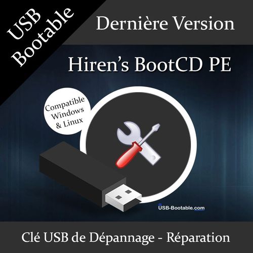 Clé USB Bootable Hiren's BootCD PE + Guide PDF d'utilisation - Déverrouiller mot de passe Windows - Réparation Windows - Diagnostiquer votre PC - Dernière version officielle - USB 2.0 / 3.0