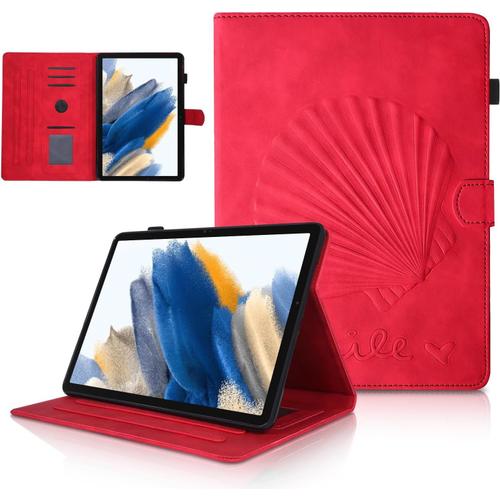 Coque Tablette Samsung Tab A8 Pour Samsung Galaxy Tab A8 10.5 2022/2021 Sm-X200/X205/X207 Stand De Folio De Pli Coque Galaxy Tab A8 Auto Sillage/Sommeil Coque Samsung Galaxy Tab A8 Rouge