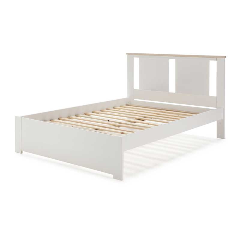 Lit Complet 140x190 Blanc/Bois - Lagana