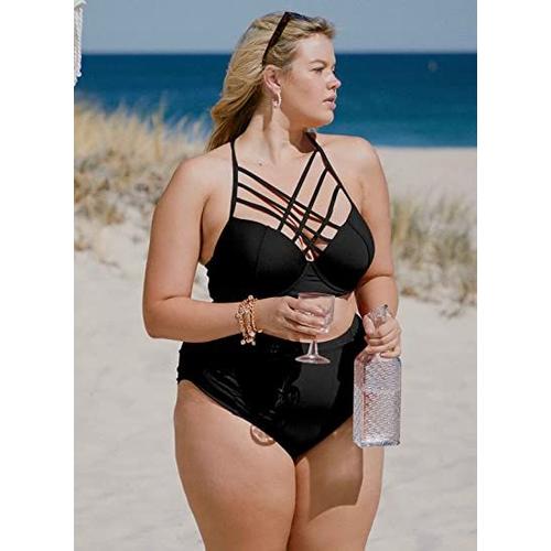 Maillot de bain femme grande taille à bretelles taille haute bikini maillot  de bain 5XL