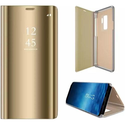 Coque Miroir Pour Huawei Honor 70 5g, Étui De Protection Plaqué Smart View Miroir À Rabat Vertical, Veille/Réveil Automatique Housse Translucide. Or