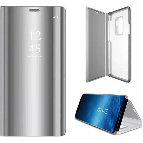 Coque Miroir Pour Huawei Honor 70 5g, Étui De Protection Plaqué Smart View Miroir À Rabat Vertical, Veille/Réveil Automatique Housse Translucide. Argent