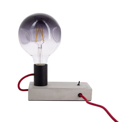 Xanlite - Lampe À Poser Foco (Style Industrielle) En Béton & Fil Rouge, Culot E27 - Xdlapfococr