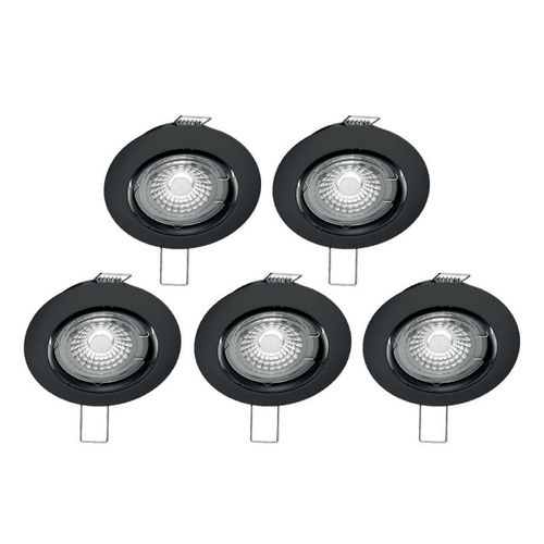 Lot De 5 Spots Noirs Encastrables Led Avec Ampoules Incluses, Culot Gu10, 345 Lumens, Équivalence 50 W, 4000k, Blanc Neutre