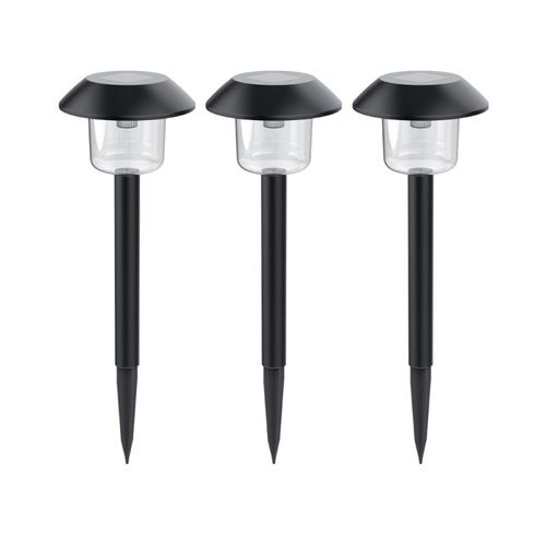 Lot De 3 Balises Solaires Led Ip44 Noir, Rvb