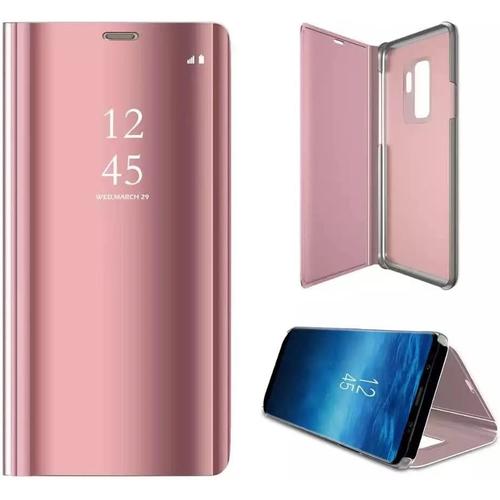 Coque Miroir Pour Samsung Galaxy A03, Étui De Protection Plaqué Smart View Miroir À Rabat Vertical, Veille/Réveil Automatique Housse Translucide. Rose