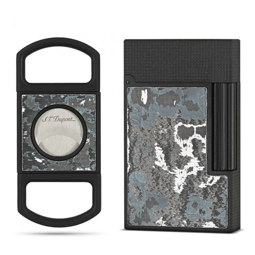 briquet ligne 2 et coupe cigare st dupont carbone dark storm