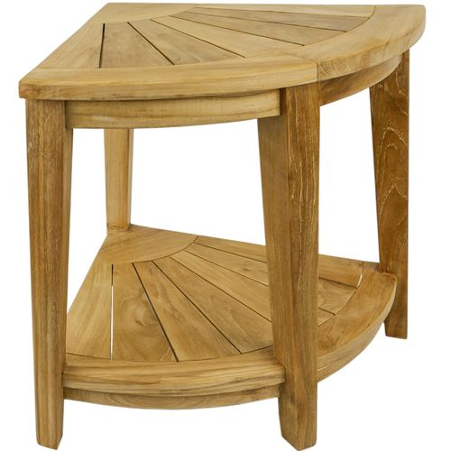 Tabouret De Salle De Bain De Coin Avec Étagère 45 X 50 X 45 Cm Bois De Teck Certifié