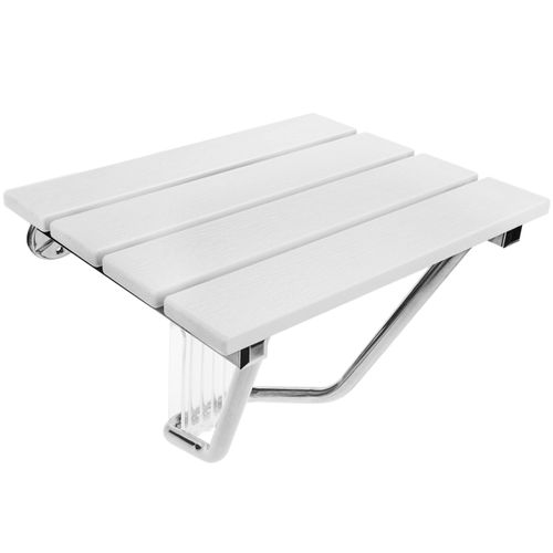 Siège De Douche Rabattable. Chaise Pliante Pour Personnes Âgées En Plastique Wpc Et Acier Inoxydable 380 X 338 Mm Blanc