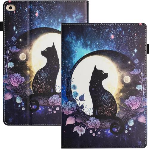 Coque Pour Ipad 9.7 2017/2018 Coque Ipad 6eme Generation Réveil/Veille Automatique Coque Ipad Air 2 Coque Ipad Air Avec Emplacements Pour Cartes Coque Ipad 5eme Generation Chat