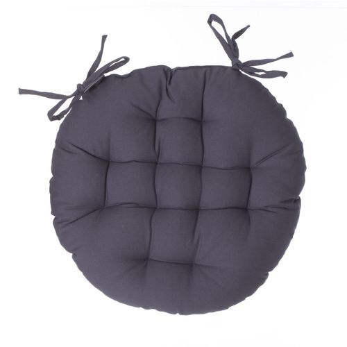 Lot 2x Galette De Chaise Ronde Alix - Diam. 38 Cm - Gris Foncé