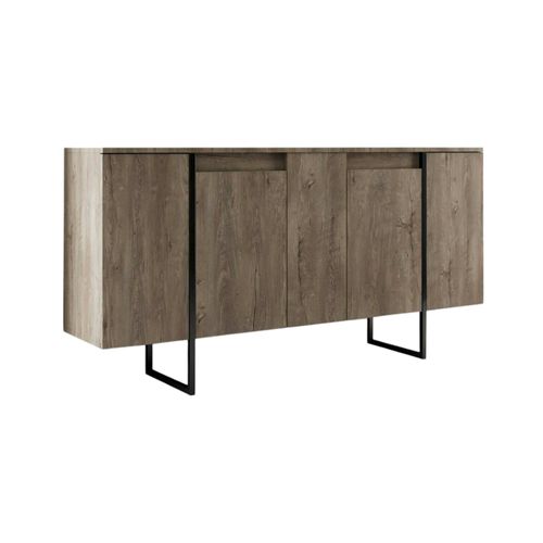 Buffet Effet Bois Beige Foncè, Noir 160x35h80 Cm