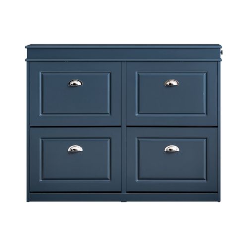 Meuble À Chaussures Avec 4 Abattants Effet Bois Bleu