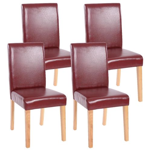 Lot De 4 Chaises De Salle À Manger Synthétique Rouge/Brun Pieds Clairs Cds04134