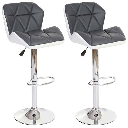 Lot De 2 Tabourets De Bar Avec Repose-Pieds Synthétique Gris Et Blanc Tab04022