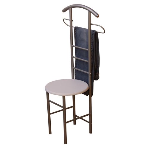 Chaise De Chambre / Valet De Nuit Portant En Acier Et Mdf Couleur Blanc Med05101