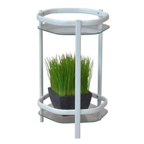 Support / Étagère Pour Plante En Métal Enduit De Poudre Blanc 45 Cm Med05113